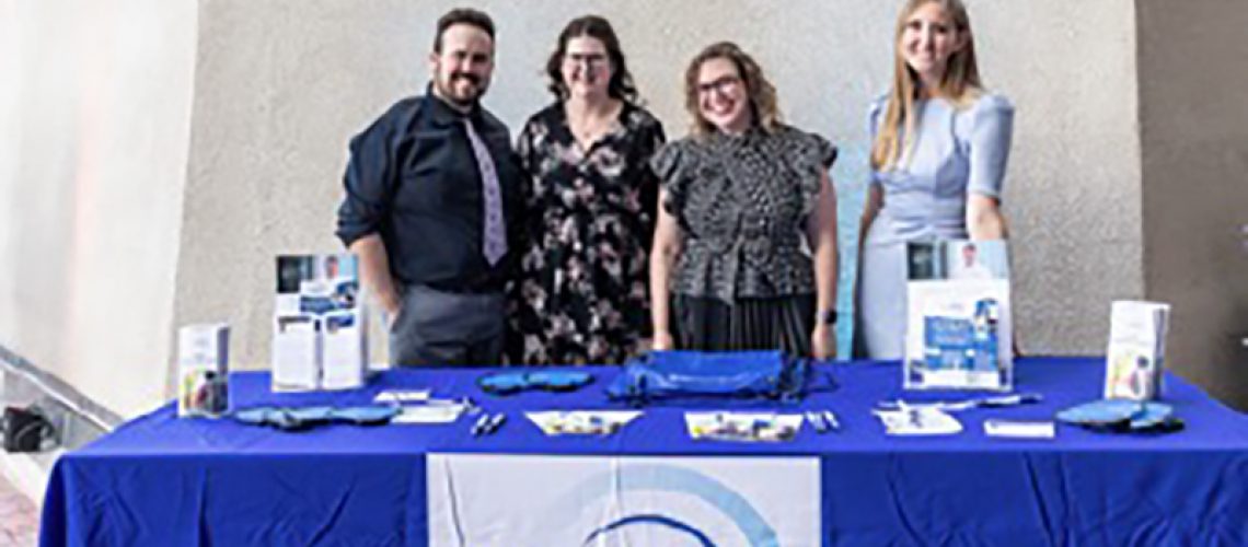 Pictured here from right to left: Ellie Eyestone (Clinical Research Project Manager), Nicole Turcotte (Clinical Research Manager), Hannah Carrington (Patient Navigator), and her husband, Ryan Carrington.
